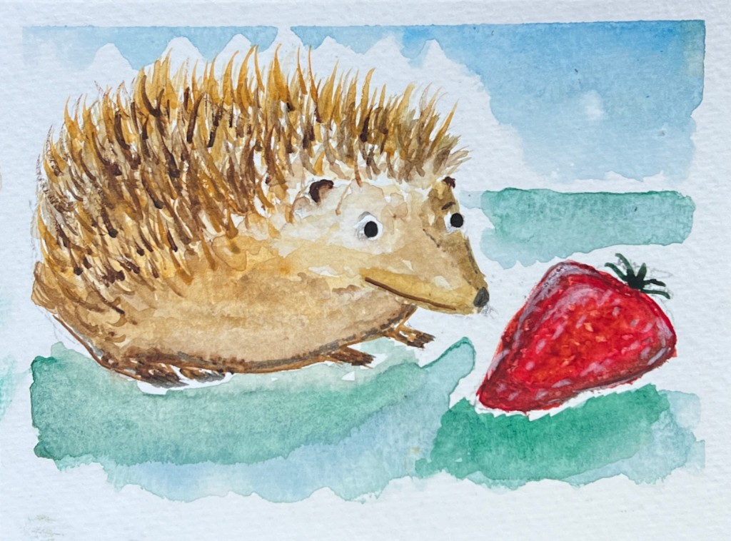Hedgehog with strawberry