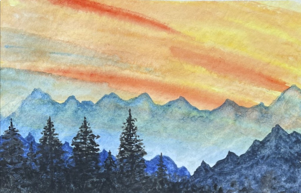 Sunset over mountain